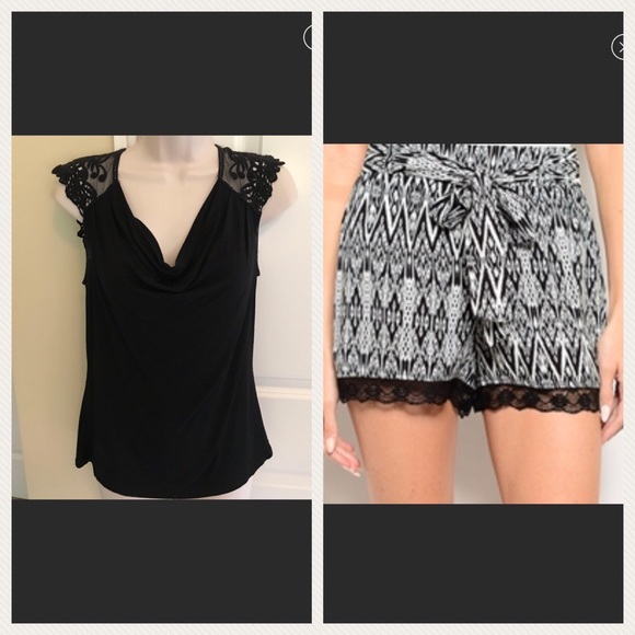1 left! 5⭐️ rated black&white lace trim shorts - Picture 5 of 8